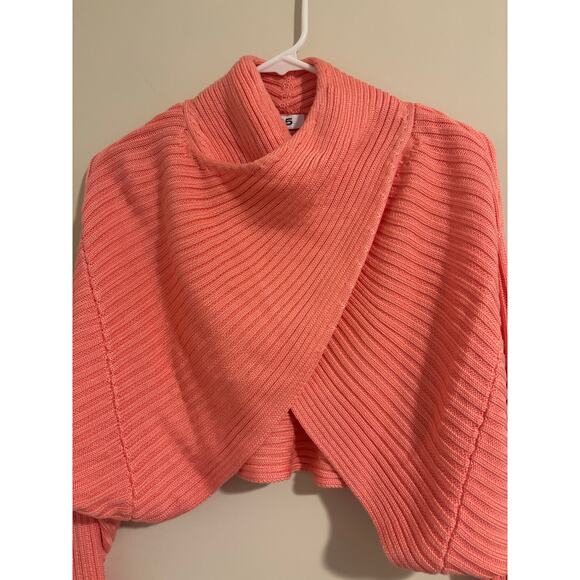 Anthropologie 525 Twist shrug front long sleeve ribbed knit crop sweater sz XS/S - Picture 3 of 12